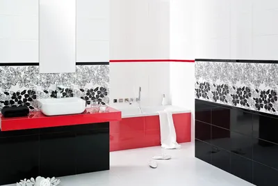 Красная ванная комната: бело-красный, черно-красный дизайн и другие  сочетания