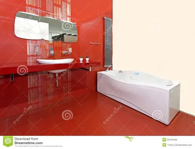 Новая ванная комната стоковое фото. изображение насчитывающей красно -  23764546