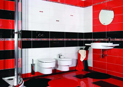 Красно черная ванная - 70 фото