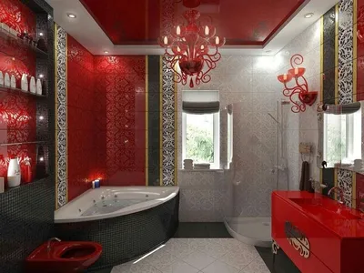 Черно красная ванная - 72 фото