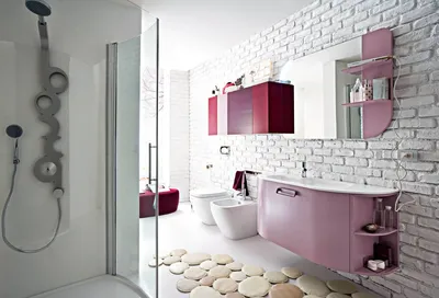 Дизайн красной (бардовой) ванной комнаты
