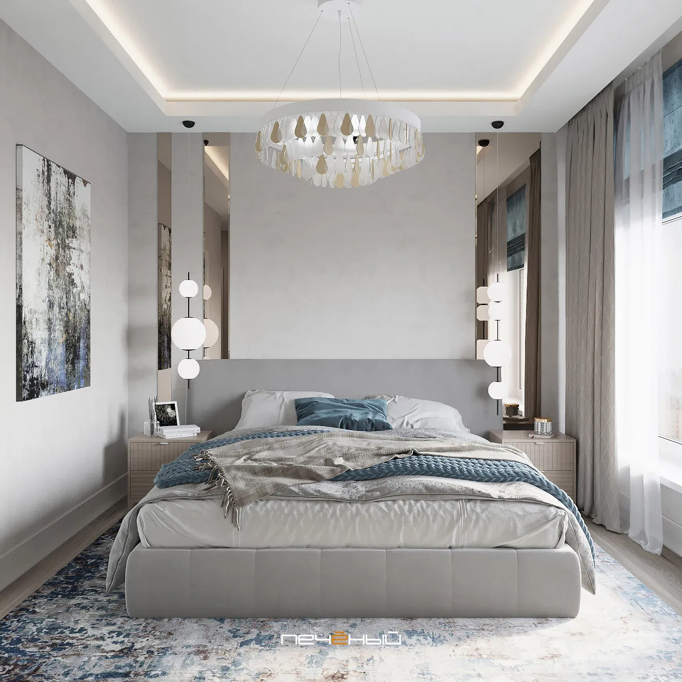 Плитка в спальне: использование зеркальной, цементной и 3D плитки для дизайна спальни