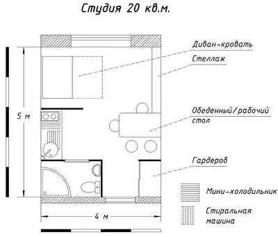 Планировки маленьких квартир-студий до 20 кв. метров