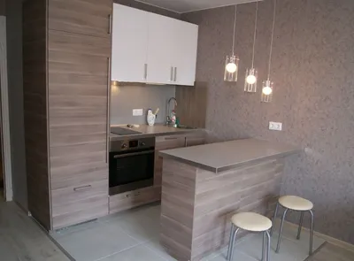 Современная кухня в квартире-студии 29 м. | Маленькая квартира-студия.  Дизайн интерьера