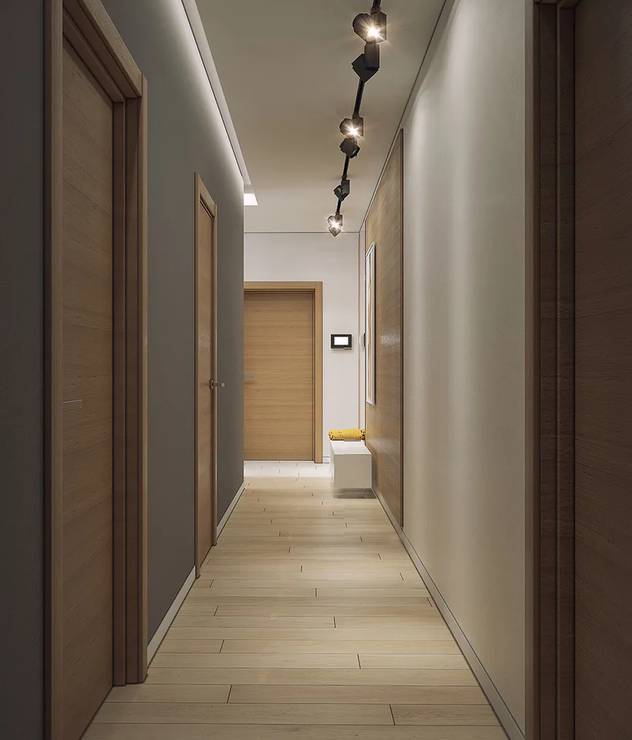 Дизайн длинного коридора 69 фото решения по ремонту и идеи как обустроить интерьер в трехкомнатной квартире