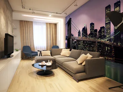 Дизайн обоев для зала (гостиной) 2021— обычные, комбинированные,  современные идеи +фото