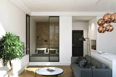 Современный дизайн 1-комнатной квартиры-студии | Дизайн интерьера | Дзен