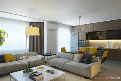 Дизайн интерьера 3-х комнатной квартиры в современном стиле. Abitant Москва