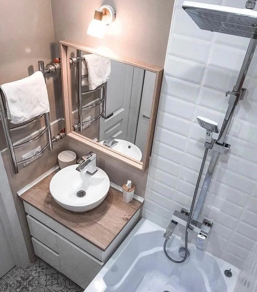 Дизайн ванной комнаты бюджетный вариант реальные (52 фото)
