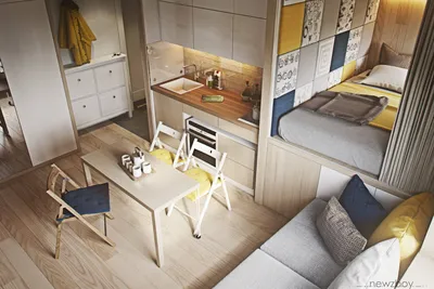 Дизайн квартиры-студии 20 кв м: фото реального интерьера и планировки |  Houzz Россия
