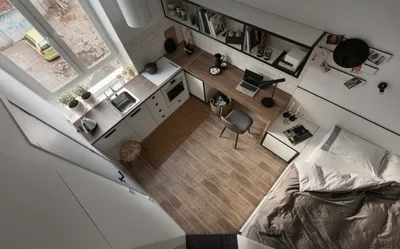 Дизайн квартиры-студии 20 кв. м. [60+ фото] планировки, зонирование
