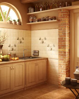 Кафель на кухне: отделка плиткой рабочей поверхности, фото дизайнерских  решений