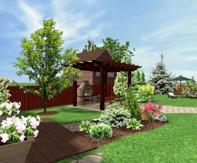 Ландшафтный дизайн участка 15 соток для дачи и загородного дома