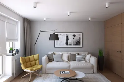 Современный дизайн однокомнатной квартиры 43 кв. м. от студии Geometrium |  Design de apartamento pequeno, Projeto de apartamento, Apartamento  contemporâneo