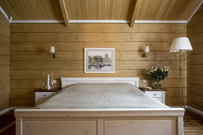 спальня в дизайне интерьера деревянного дома | Деревянные дома, Дом,  Интерьер