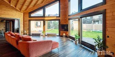Гостиная в доме из бруса: дизайн интерьера гостиной в деревянном доме от  Holz House