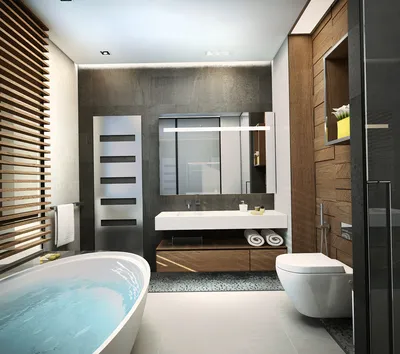 Дизайн ванной комнаты в серых тонах - 69 фото