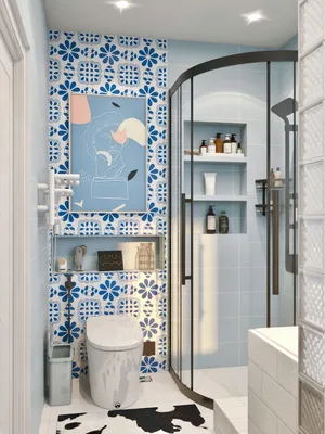 Timeless Duo: Маленькая ванная комната в бело-синем цвете | TONA Ванна
