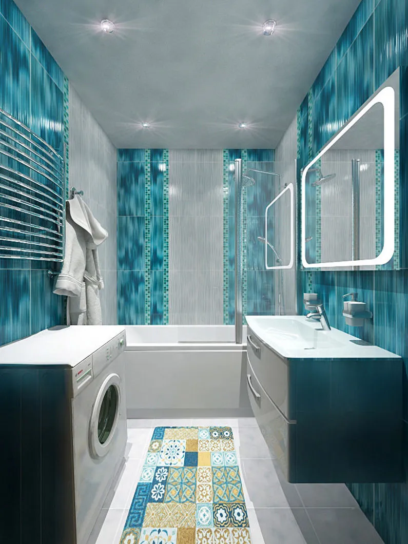 Дизайн ванной в бирюзовом цвете