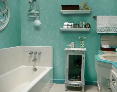 Ванные комнаты в бирюзовом цвете: 50 фото дизайнов интерьера