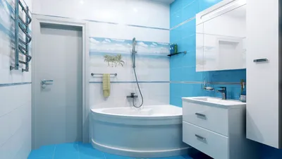Ванная комната в синих тонах. Продолжение