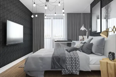 Дизайн комнаты с серыми обоями - 73 фото