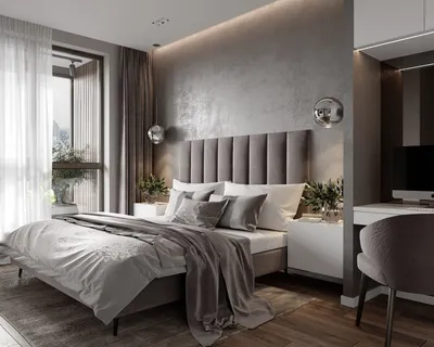 Дизайн спальни в серых тонах - 73 фото