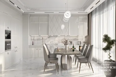 Изысканная кухня в светлых оттенках, ЖК \"RiverStone\" ⋆ Студия дизайна  элитных интерьеров Luxury Antonovich Design