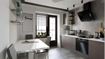 Кухня 10.6 м², стиль Хай-тек: купить готовый дизайн-проект кухни в стиле \" Хай-тек\" для жк \"алые паруса\" - ReRooms