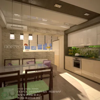 Дизайн кухни с балконом - кухни с присоединённой лоджией фото.
