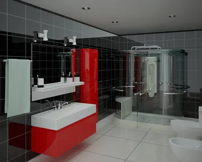 Дизайн ванной комнаты в стиле Хай-Тек - фото интерьера