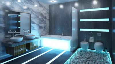 Дизайн интерьера ванной комнаты в стиле Хай-тек