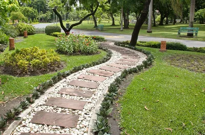 Дорожки в саду из тротуарной плитки, дизайн садовых дорожек на дачном  участке из плитки