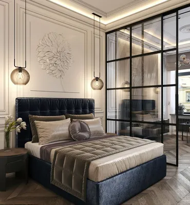 Дизайн спальни в современном классическом стиле - 69 фото