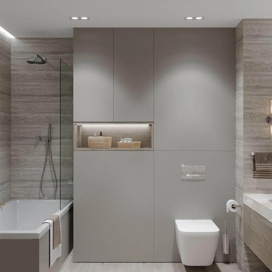 Светлая современная ванная комната. Санузел в современном стиле. Ванная в современном стиле светлая. Стильная ванная в светлых тонах.