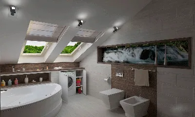 Ванная на мансарде - дизайн и фото, идеи интерьера для ванной на мансардном  этаже
