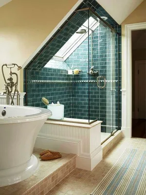 Фото ванной комнаты в мансарде » Картинки и фотографии дизайна квартир,  домов, коттеджей