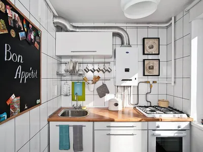 Дизайн кухни с газовой колонкой - 64 фото