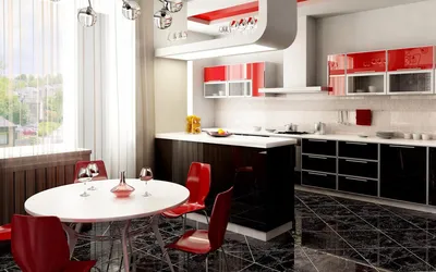Красно-черная кухня (51 фото): как сделать интерьер для бело-красной  кухонной комнаты своими руками, какой подобрать гарнитур, обои, инструкция,  фото, цена и видео-уроки