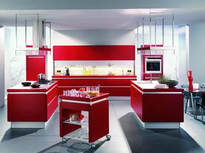Кухня в красных тонах - 37 фото