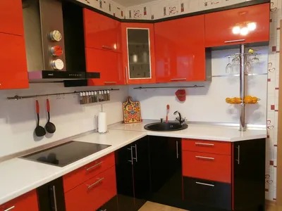 Черно красная кухня реальные фото | Красная кухня, Яркие кухни, Кухня