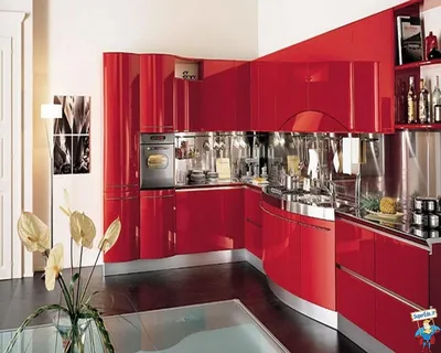 Красная кухня в интерьере - 41 фото