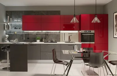 Дизайн кухни в красном цвете (69 фото)