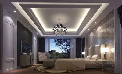 Современный потолок из гипсокартона с подсветкой - 74 фото