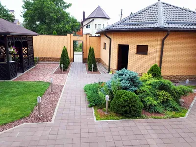 ландшафтный дизайн двора частного дома, Ландшафтный дом, Озеленение двора  частного дома Ростов